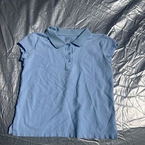 Girls Uniform Bundle XL 14 Blue Polo Top + 2 Collared Dresses